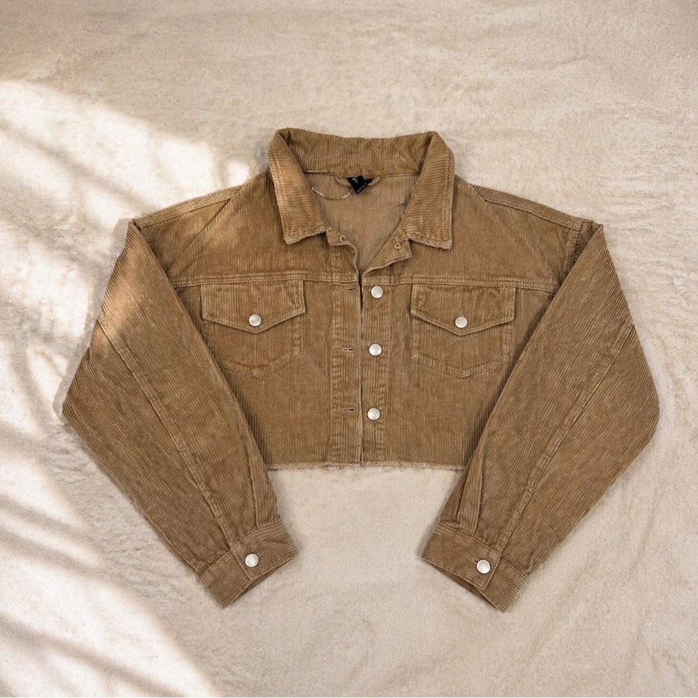 Windsor Tan Corduroy Cropped Jacket Button Front Size XL (Fits M/L)